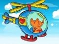ゲーム塗り絵: ヘリコプターを運転する猫 オンライン