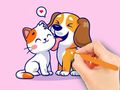 ゲーム塗り絵: 犬と猫 オンライン