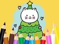 ゲーム塗り絵: 猫とクリスマスツリー オンライン