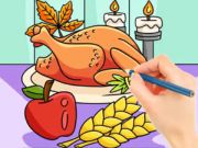 ゲーム塗り絵: 感謝祭の七面鳥の食事 オンライン