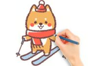 ゲーム塗り絵：スキーの子犬 オンライン