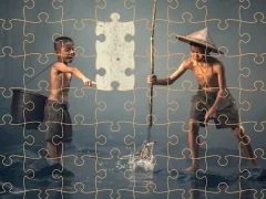 Children Fishing Teamwork Jigsaw — 無料オンラインゲーム