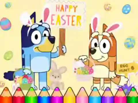 Coloring Book: Bluey Happy Easter — 無料オンラインゲーム