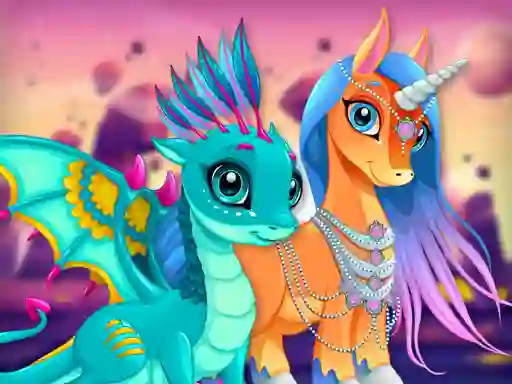 Cute Unicorns And Dragons Puzzle — 無料オンラインゲーム