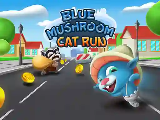 Blue Mushroom Cat Run — 無料オンラインゲーム