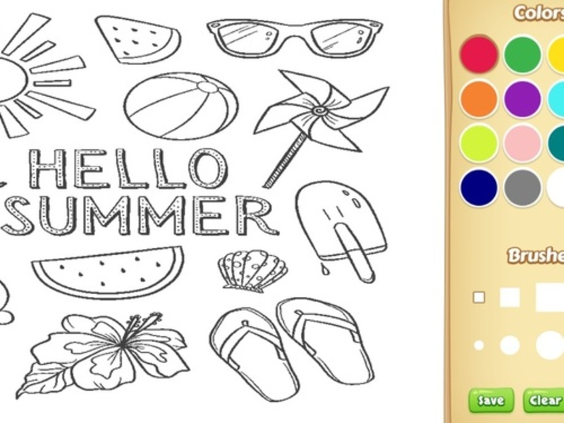 ゲームこんにちは、子供のための夏の塗り絵オンライン
