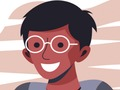 ゲーム眼鏡をかけた少年のジグソーオンライン