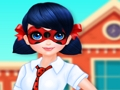 ゲームドット柄の女の子、学校へ戻るオンライン