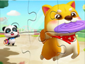 ゲームジグソーパズル: ペットと遊ぶ小さなパンダ オンライン
