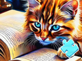 ゲームジグソーパズル: 猫の読書 オンライン