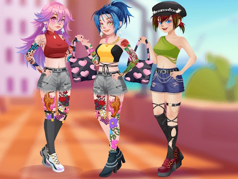 ゲームガーリーファッションタトゥー オンライン