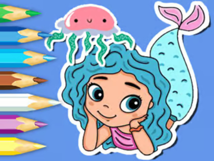 ゲーム塗り絵: クラゲの人魚 オンライン