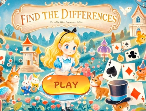 ゲーム違いを見つけてください：不思議の国のアリス オンライン