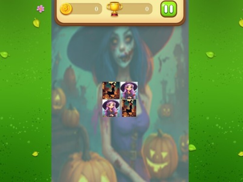 ゲームハロウィーンの魔女のメモリマッチオンライン